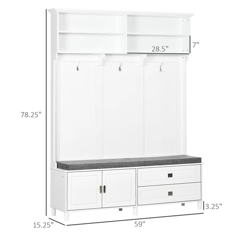 HomCom Hall Tree 78.25'' Wide with Bench and Shoe Storage