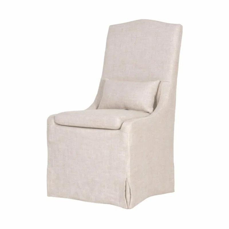 Colette Transitional Beige Linen Slipcover Parsons Chair