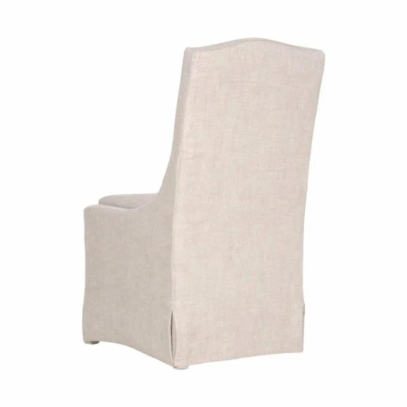 Colette Transitional Beige Linen Slipcover Parsons Chair