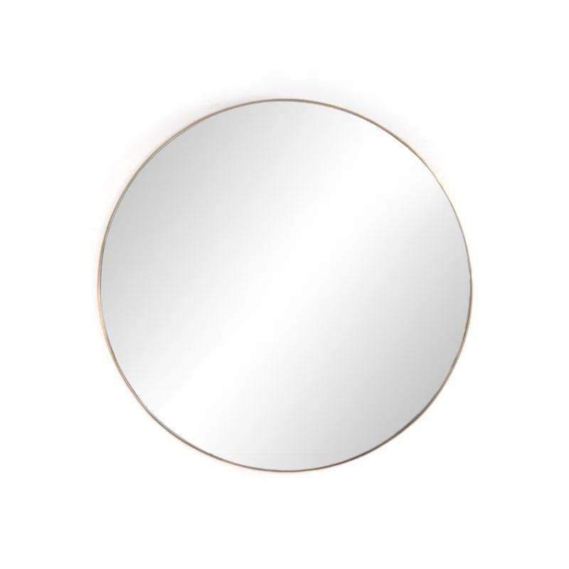 47" Polished Brass Round Wall Mirror with Aluminum Frame