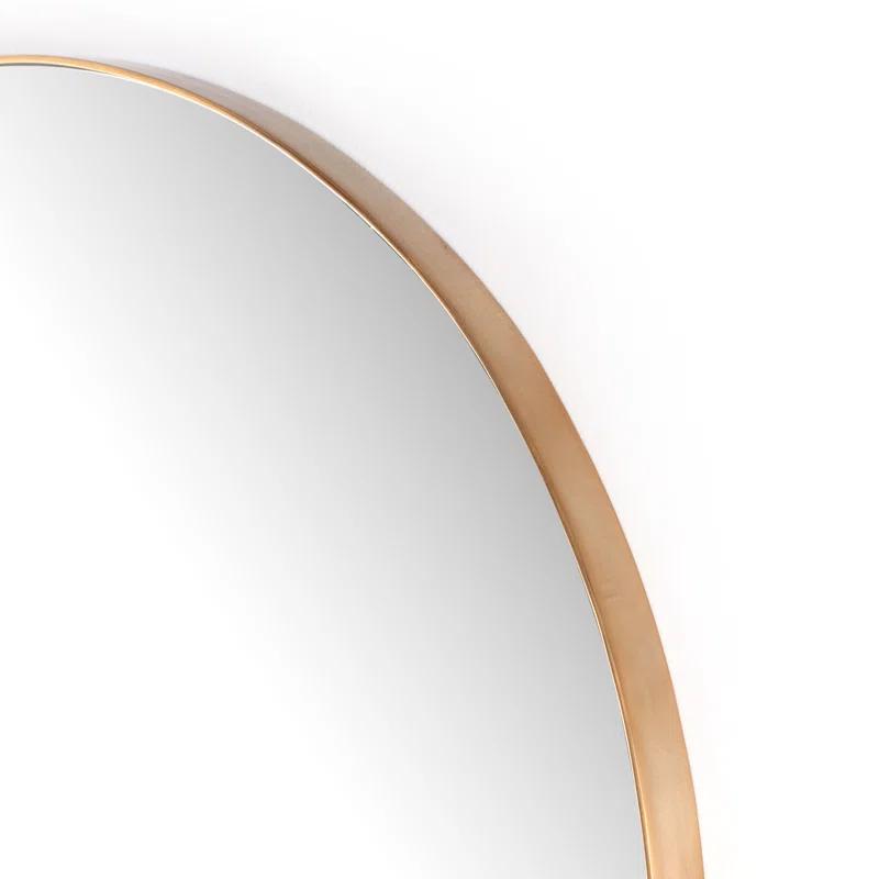 47" Polished Brass Round Wall Mirror with Aluminum Frame