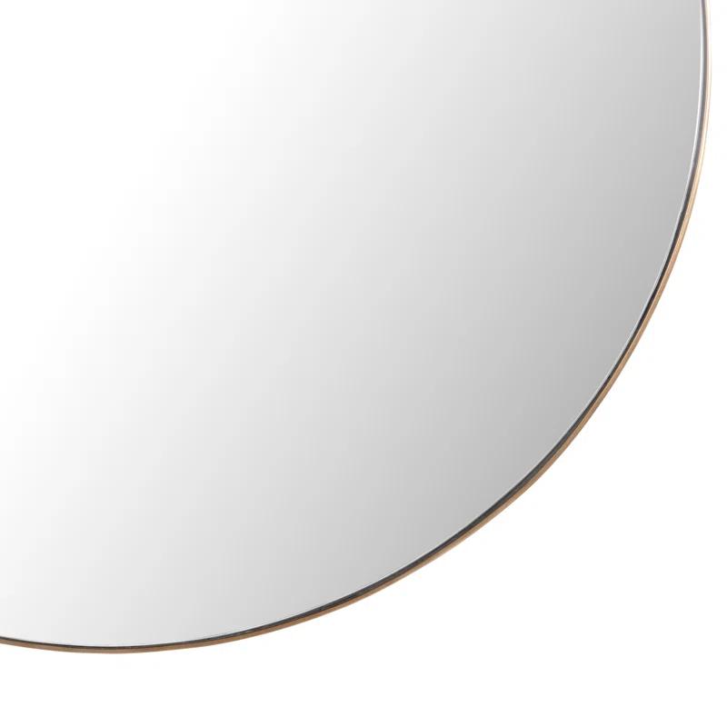47" Polished Brass Round Wall Mirror with Aluminum Frame