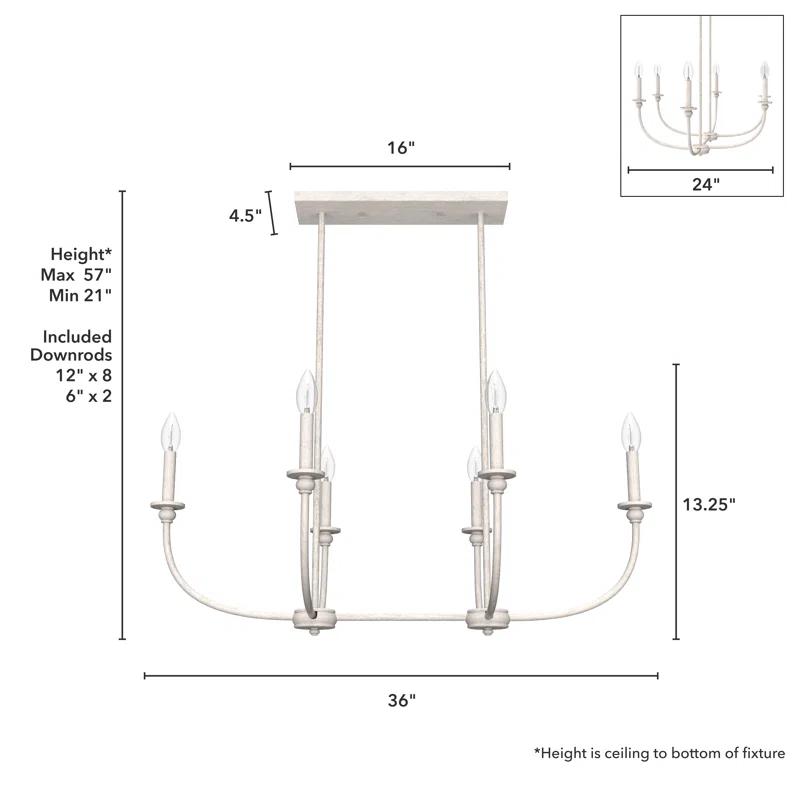 Hunter Southcrest 6 Light Linear Chandelier Ceiling Light Fixture