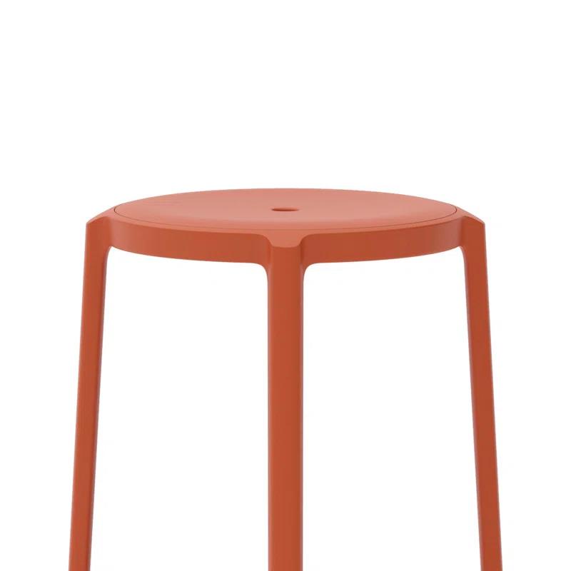 Eco-Friendly Orange Recycled PET Metal Barstool, 24.75'' Height
