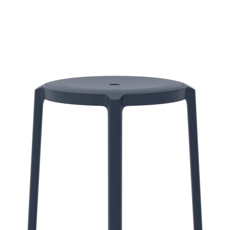 Dark Blue Recycled PET and Metal Counter Stool