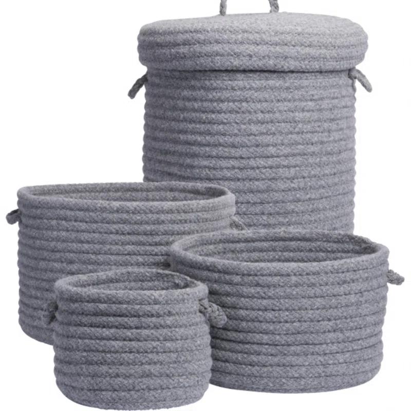 Light Gray Wool Blend Braided Storage Basket Set