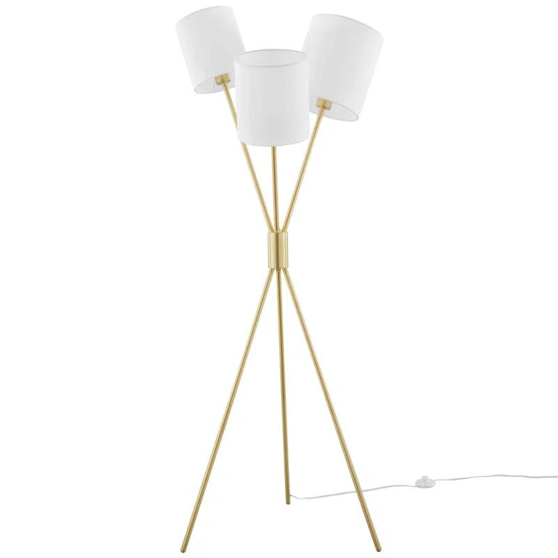 Alexa Gold 64" Tripod Floor Lamp with White Shades