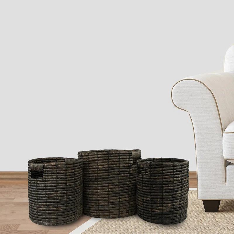 Northlight Seasonal Natural Woven Table and Floor Cylindrical Seagrass Baskets