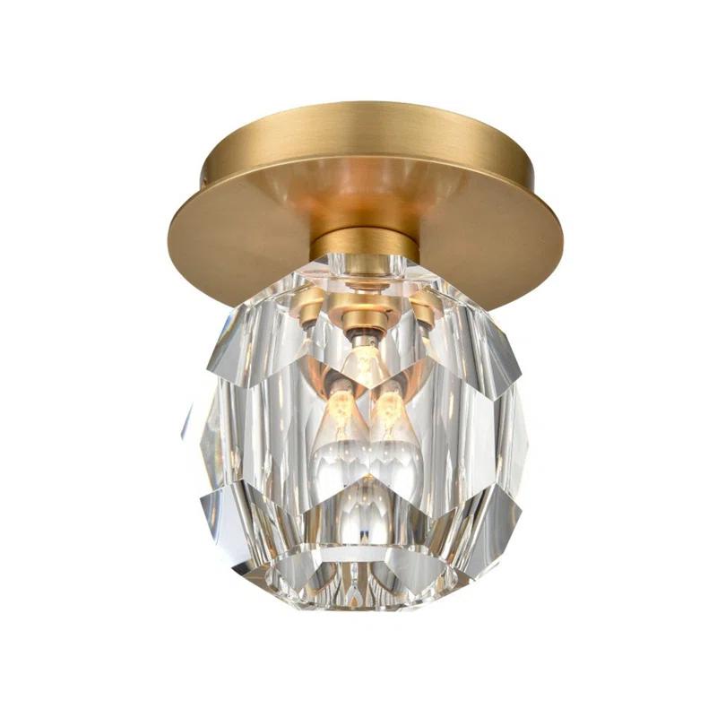 Parisian 6" Aged Brass Crystal LED Flush Mount