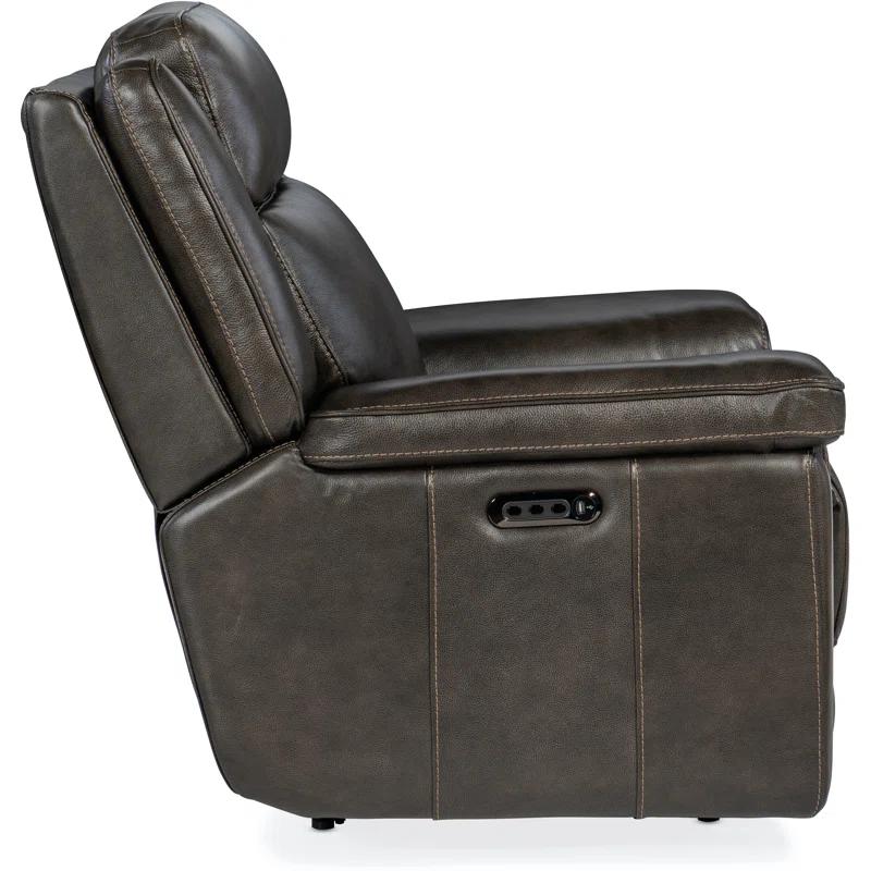 Cosmos Cocao Bustle-Back Leather Power Recliner with USB Port