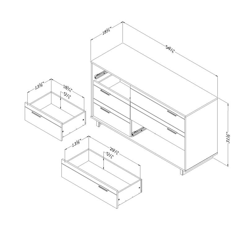 Winter Oak Double Dresser with Soft Close Drawers