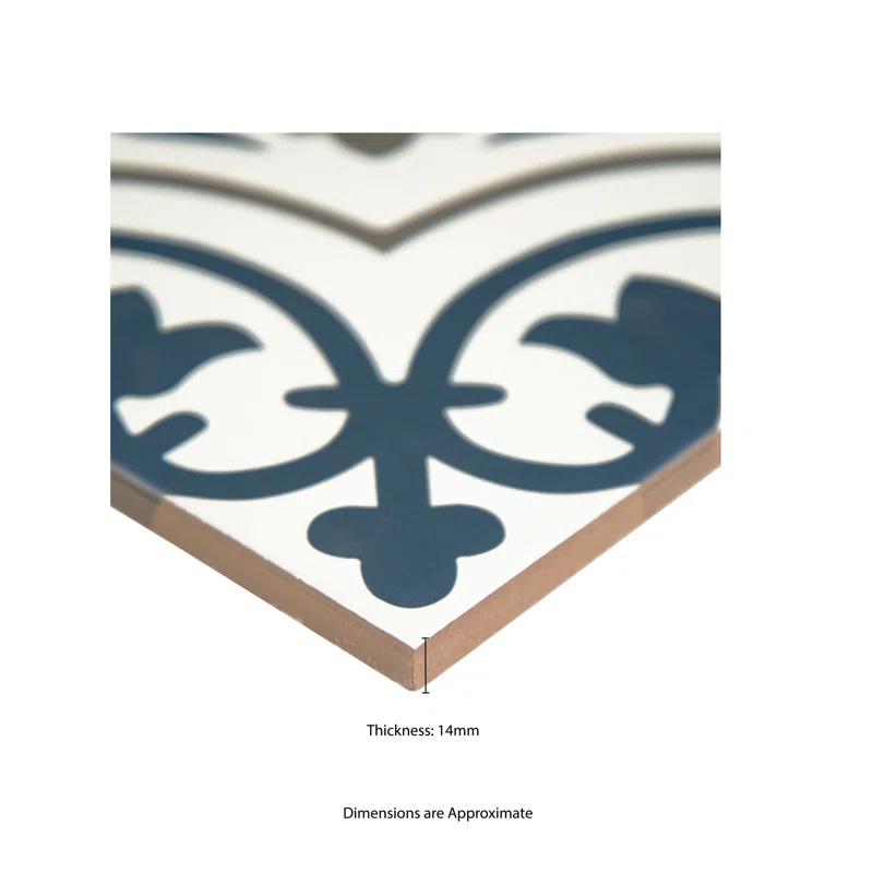 Amara 8" x 8" Encaustic Look Matte Porcelain Floor & Wall Tile