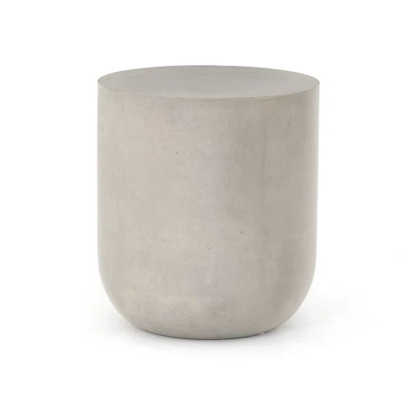 Contemporary Gray Concrete Round Side Table, 15.75"