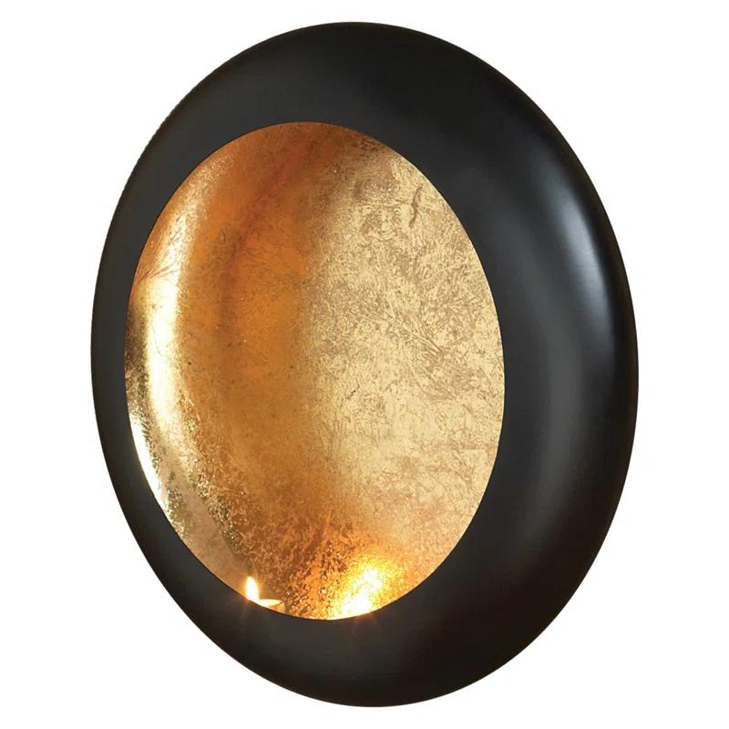 Celestial Gleam Gold Leaf Cast Iron Wall Sconce for 3 Tealights