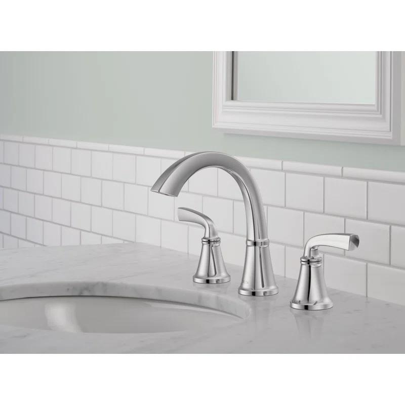 Delta Geist Modern Chrome Widespread Bathroom Faucet with Drain Assembly