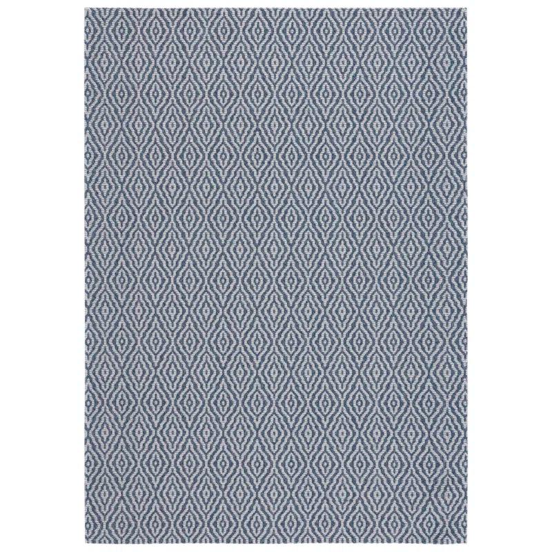 Navy and Light Grey Wool 8' x 10' Braided Rug