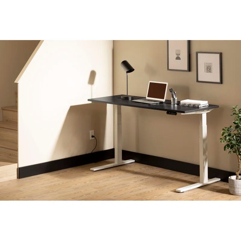 Gray Oak and White Adjustable Height Ergonomic Standing Desk