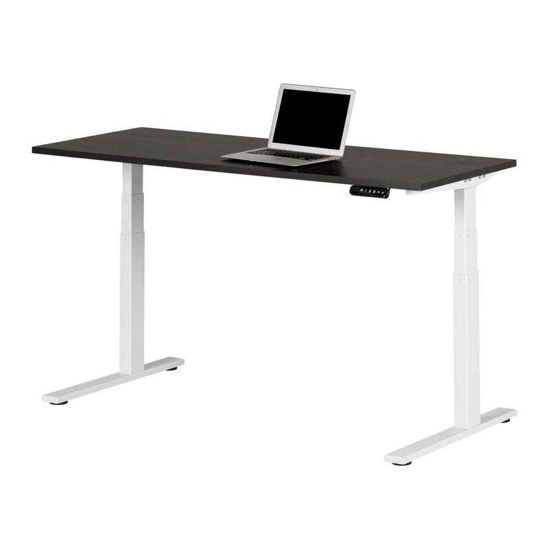 Gray Oak and White Adjustable Height Ergonomic Standing Desk