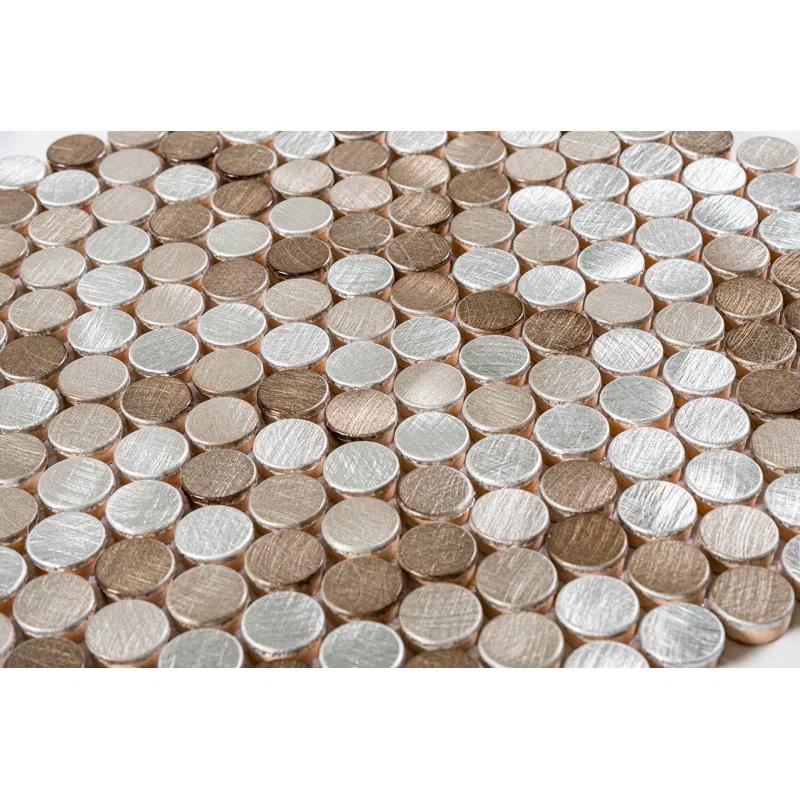 Orb 3/4" Metal Penny Round Mosaic Tile Shower Wall, Kitchen Backsplash and Wall Tile