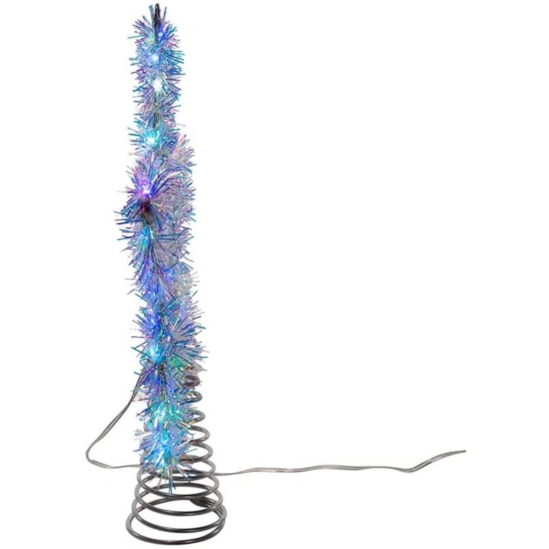 Kurt Adler 12.2 Inch Tinsel Star Tree Topper with RGB LED Lights