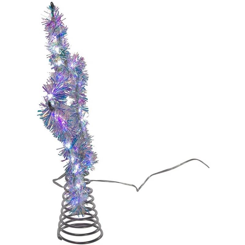 Kurt Adler 12.2-Inch Tinsel Star Tree Topper with Cool White LED Lights