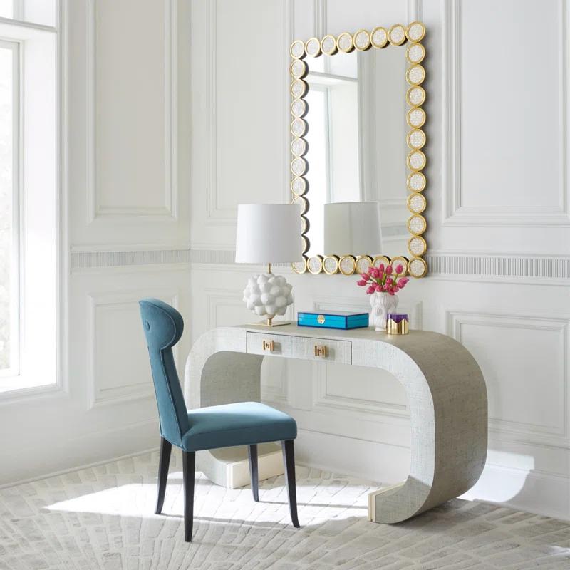Twinkly Chic Pearl and Polished Brass Rectangular Mirror