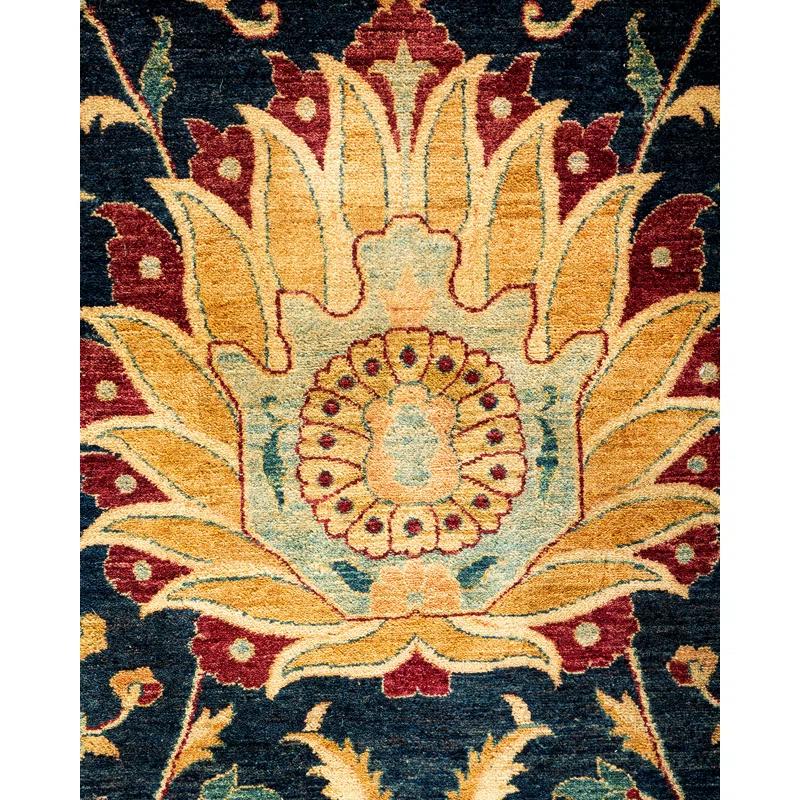 Hand-Knotted Wool Oriental Traditional Blue Area Rug 11' 10" x 17' 4"