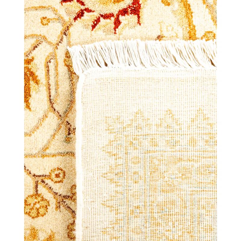 Ivory Hand-Knotted Wool Rectangular 8' x 10' Area Rug