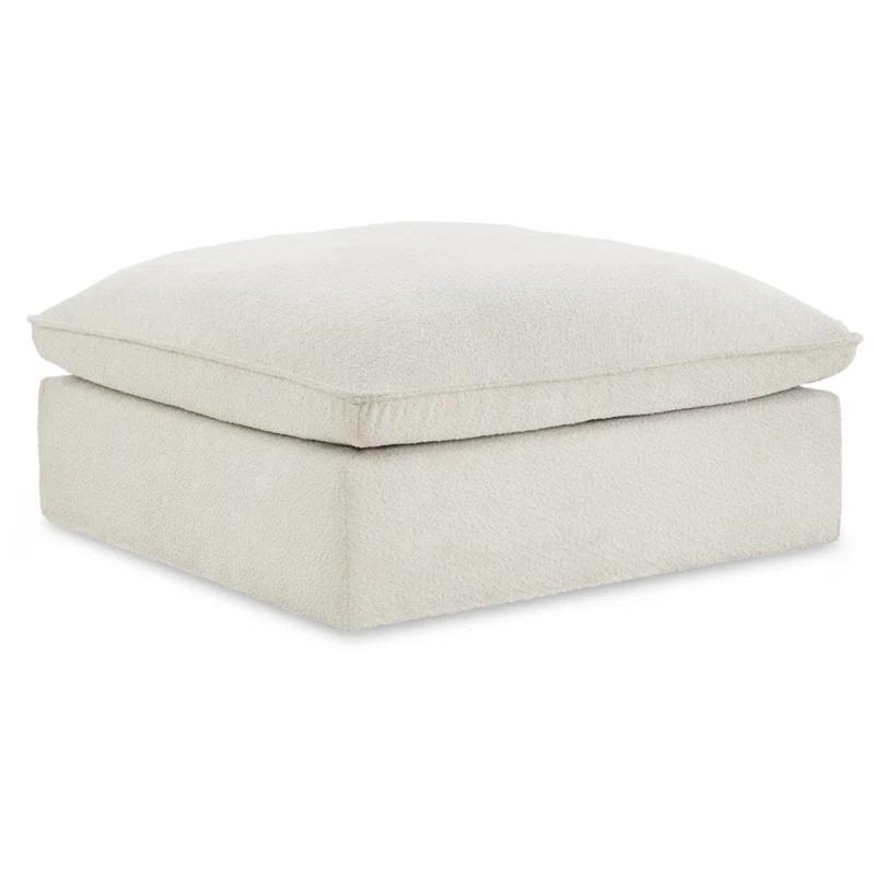 Contemporary Beige 44" Square Upholstered Storage Ottoman