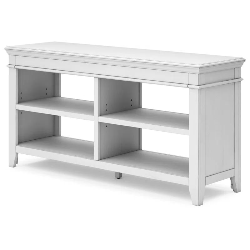 Distressed Whitewash 60" Transitional Home Office Desk