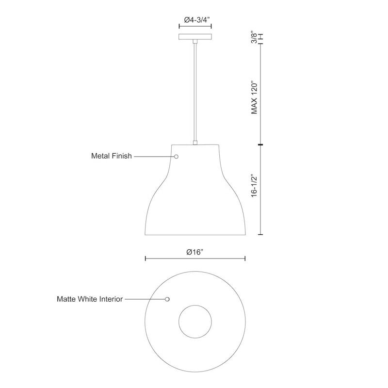 Gray Aluminum 16" Modern Pendant Light