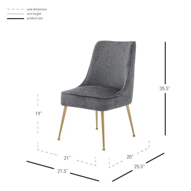 Opus Gray Upholstered Side Chair with Brass Painted Metal Legs