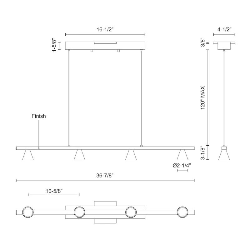Dune Series Brushed Nickel Linear LED Pendant Light