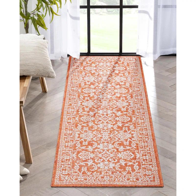 Lia Delphi Persian Oriental Orange Indoor/Outdoor Area Rug