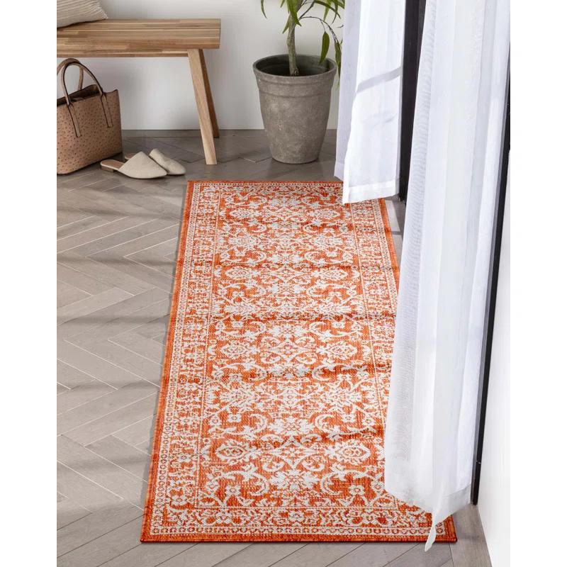 Lia Delphi Persian Oriental Orange Indoor/Outdoor Area Rug