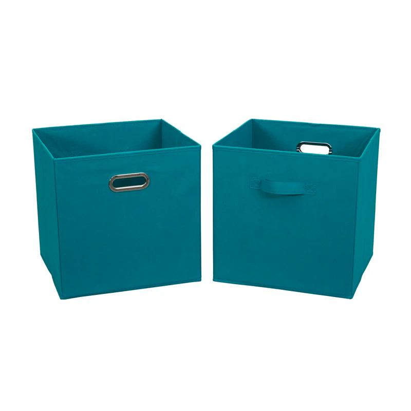 Aqua Chic Collapsible Fabric Cube Storage Bin Set