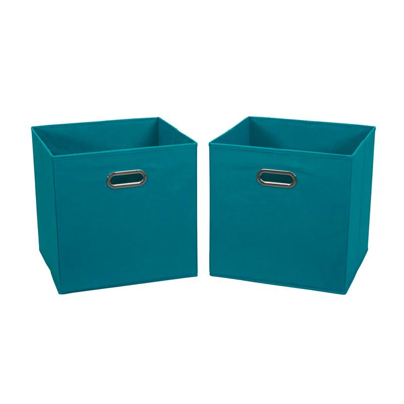 Aqua Chic Collapsible Fabric Cube Storage Bin Set