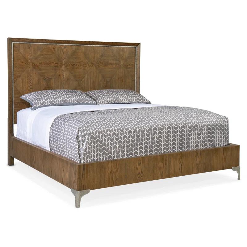 Sorrel Diamond-Patterned California King Bed with Metal Inlay