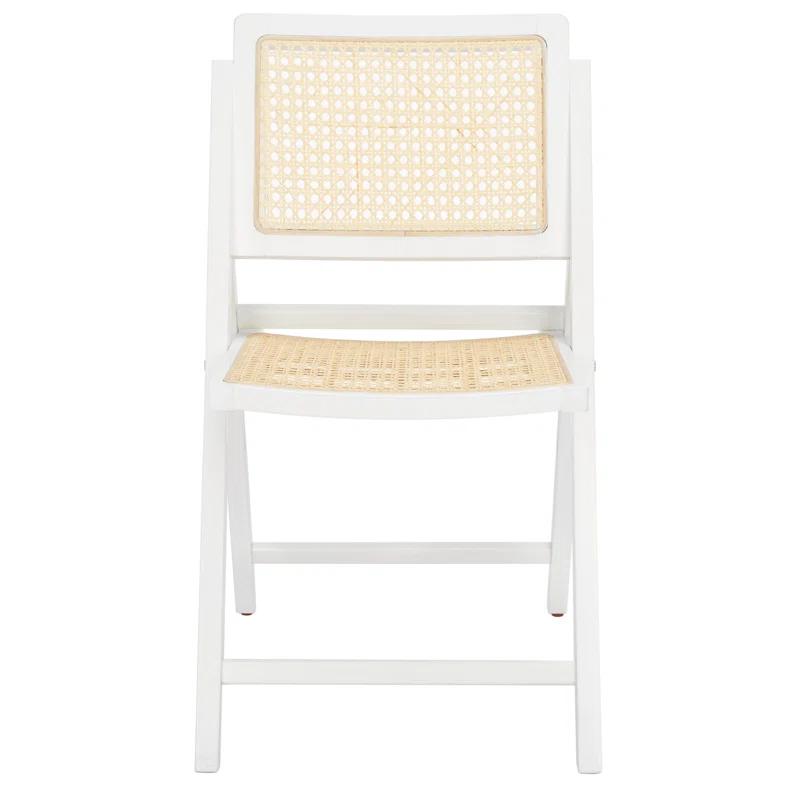 Desiree White & Natural Rattan Cane Folding Dining Chair