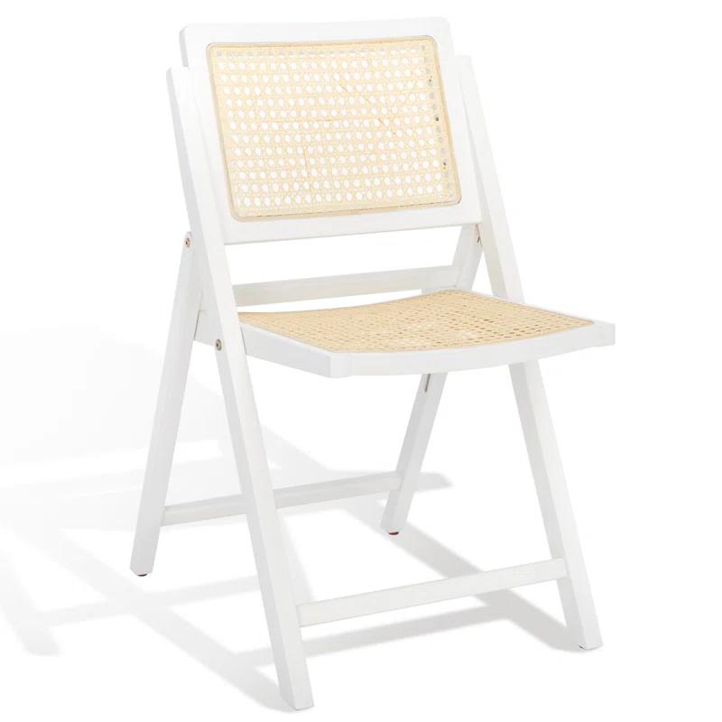 Desiree White & Natural Rattan Cane Folding Dining Chair