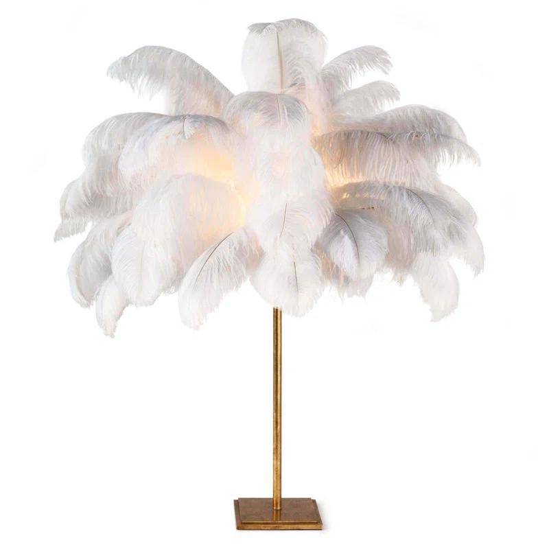 Josephine Gold Leaf Ostrich Feather 1-Light Table Lamp