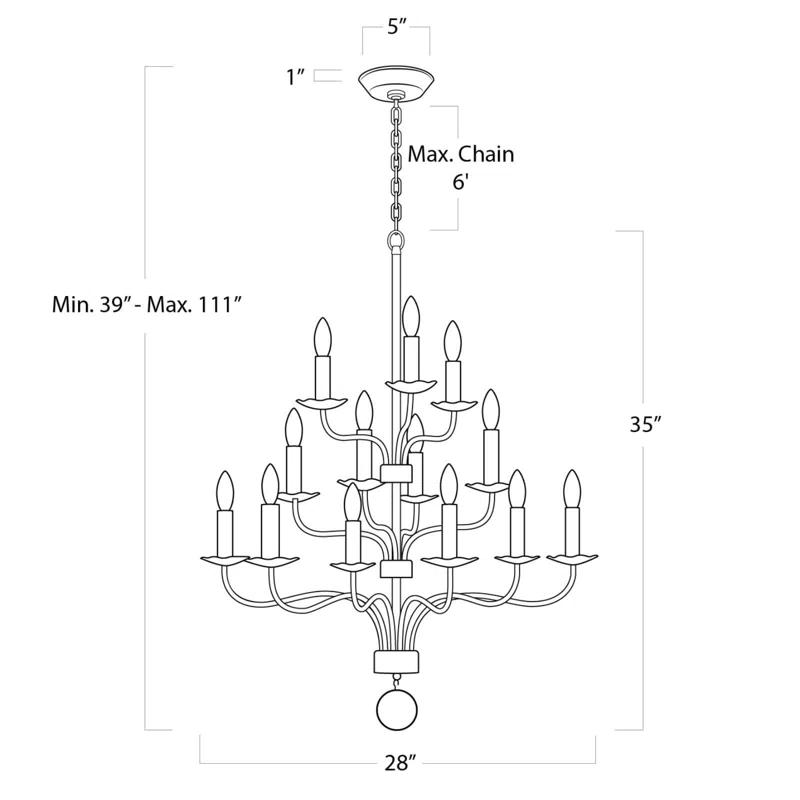 Rustic Charm 13-Light Blackened Iron Faux Candle Chandelier