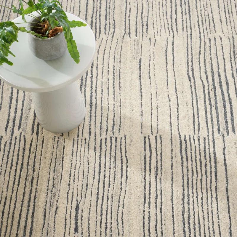 Avery Handmade Tufted Wool Striped Area Rug, 3' x 5', Gray