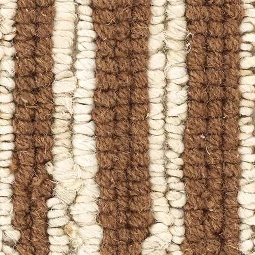 Caramel and Cream Striped Wool Rectangular Rug