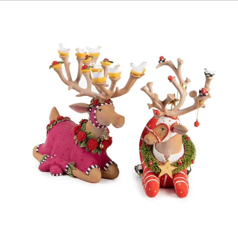 MACKENZIE-CHILDS Patience Brewster Dash Away Sitting Prancer Reindeer Figure