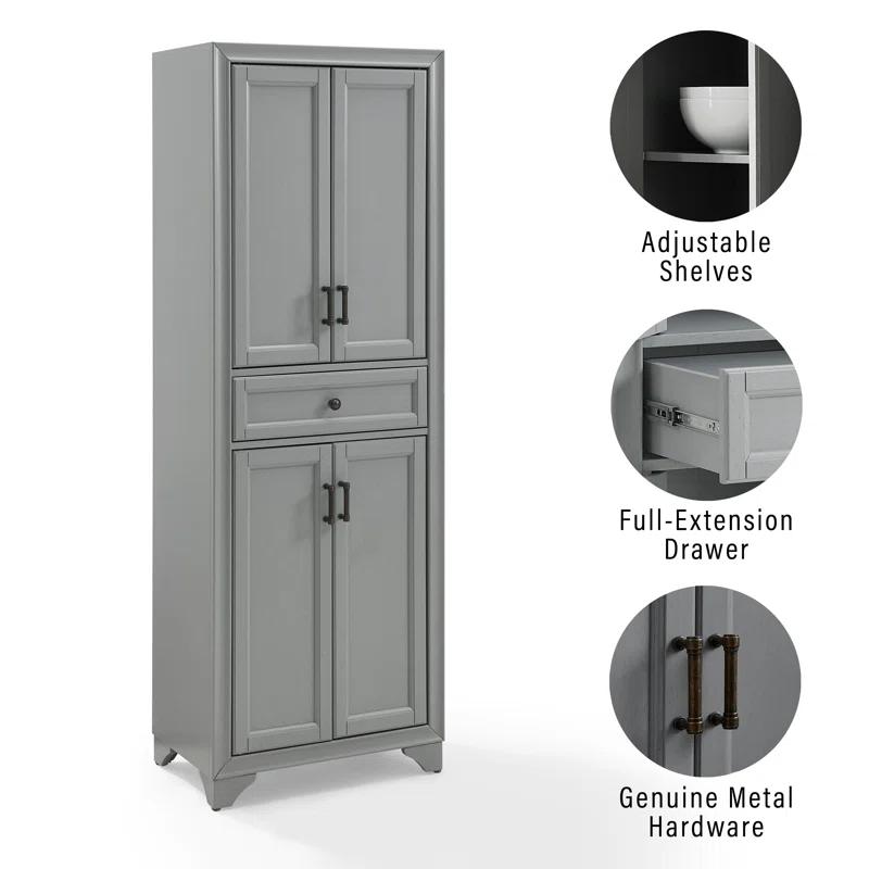 Distressed Gray 3-Piece Kitchen Pantry Set with Shelves