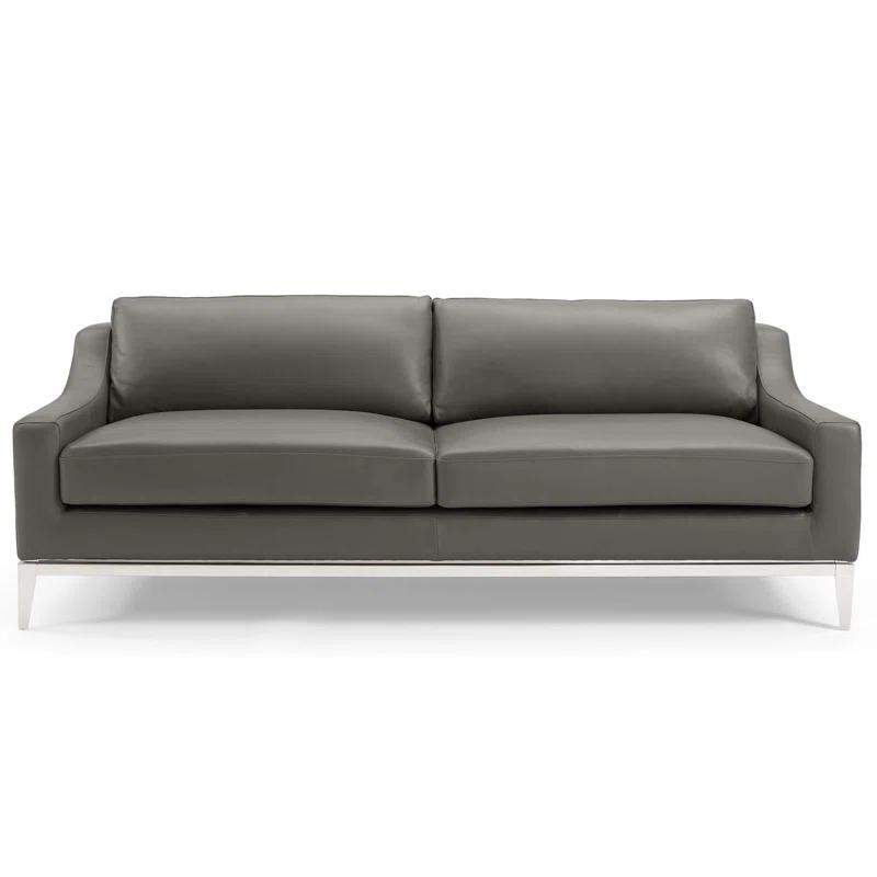 Harness 83.5" Stainless Steel Base Leather Sofa by Modway