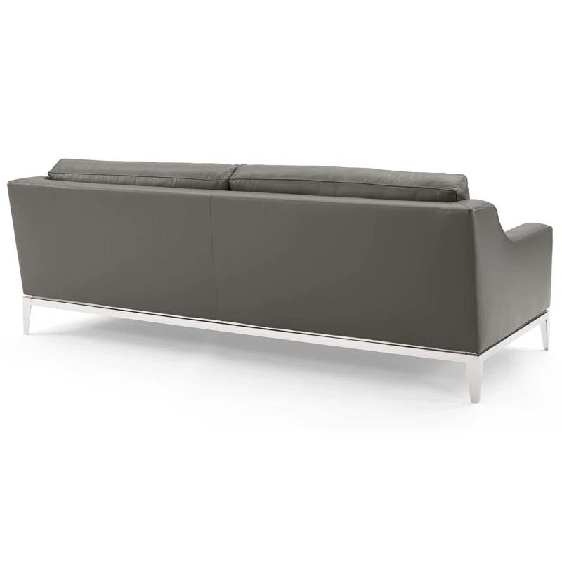 Harness 83.5" Stainless Steel Base Leather Sofa by Modway