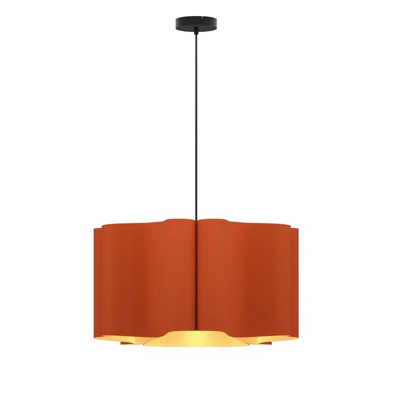 Terracotta Drum 1-Light Pendant with Black Glass Canopy