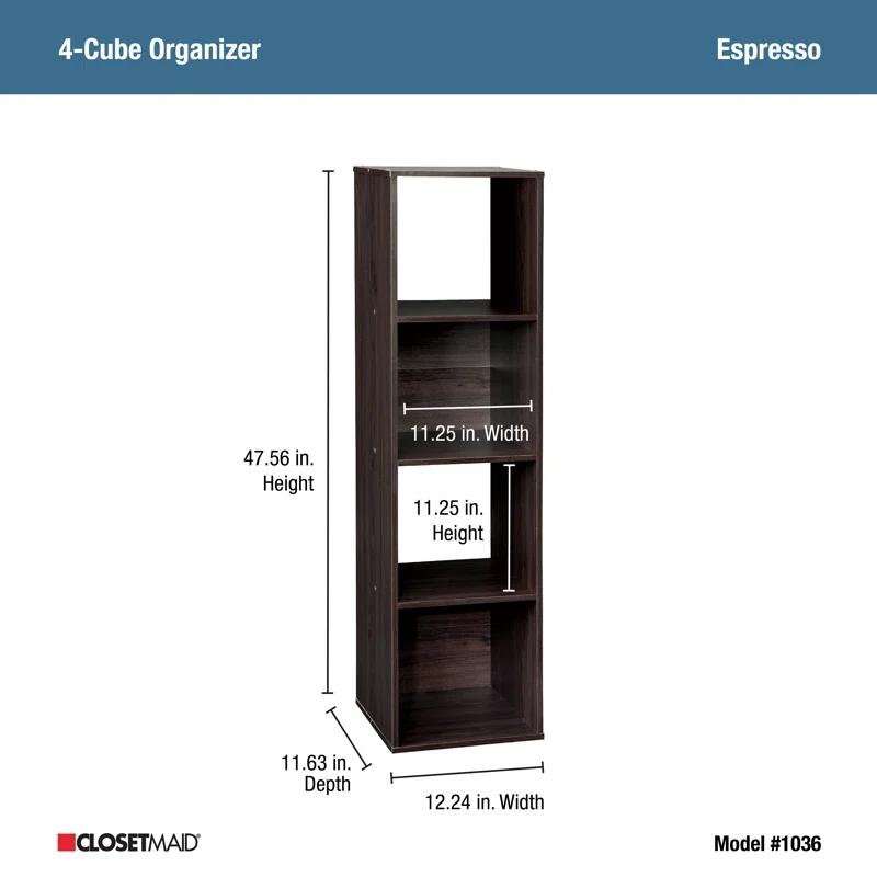 Espresso 4-Cube Stackable Organizer Bookcase